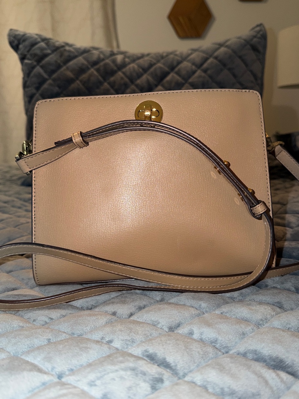 Michael Kors Tan Leather Shoulder Bag with Gold Hardware